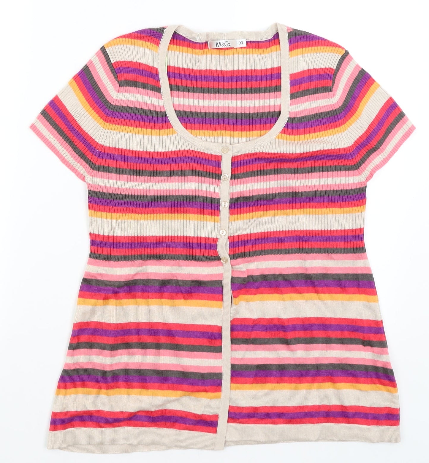Womens UK Size XL M&Co Pink Cardigan Jumper