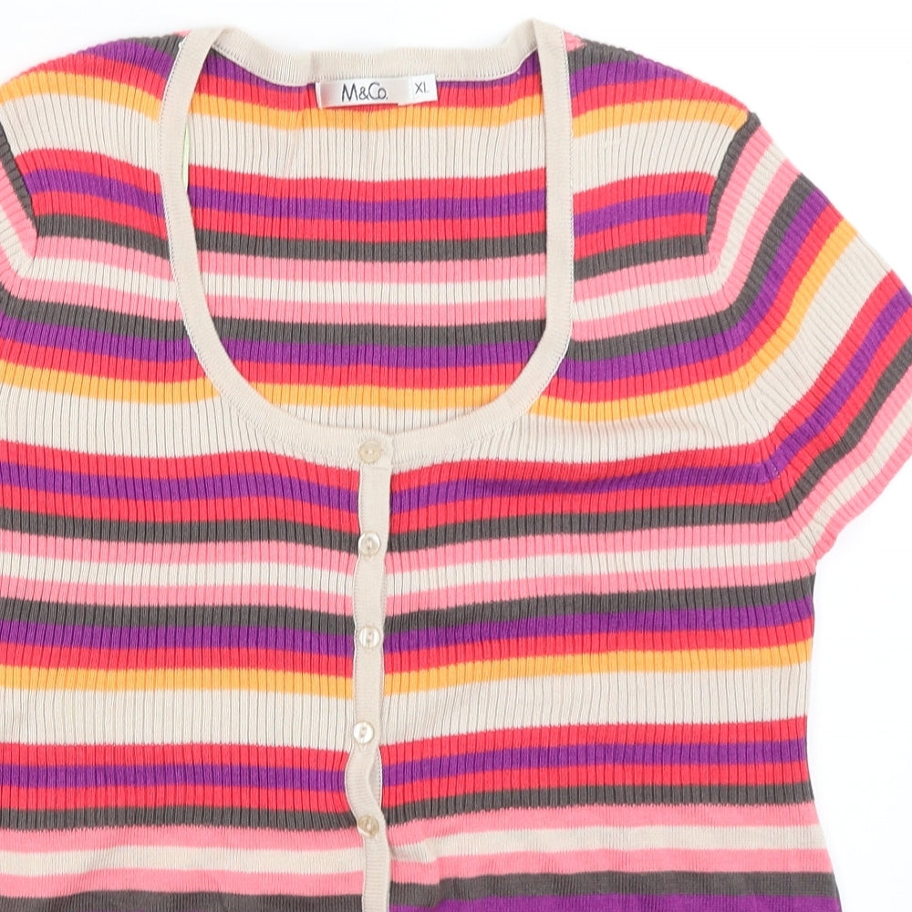 Womens UK Size XL M&Co Pink Cardigan Jumper