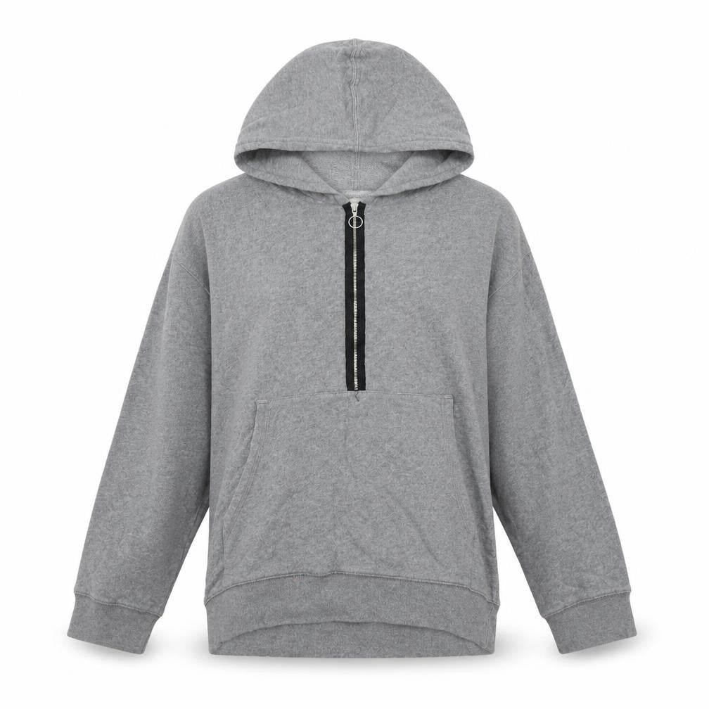 Front view of Next women’s grey pullover hoodie, size M, - be brave