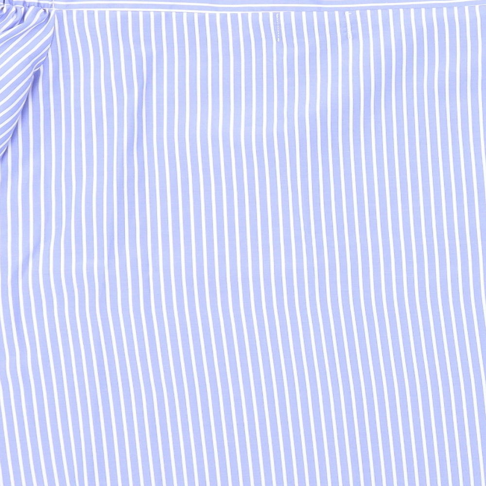 Brand and care label for Parallel Lines women’s blue polka dot basic blouse, size XS
