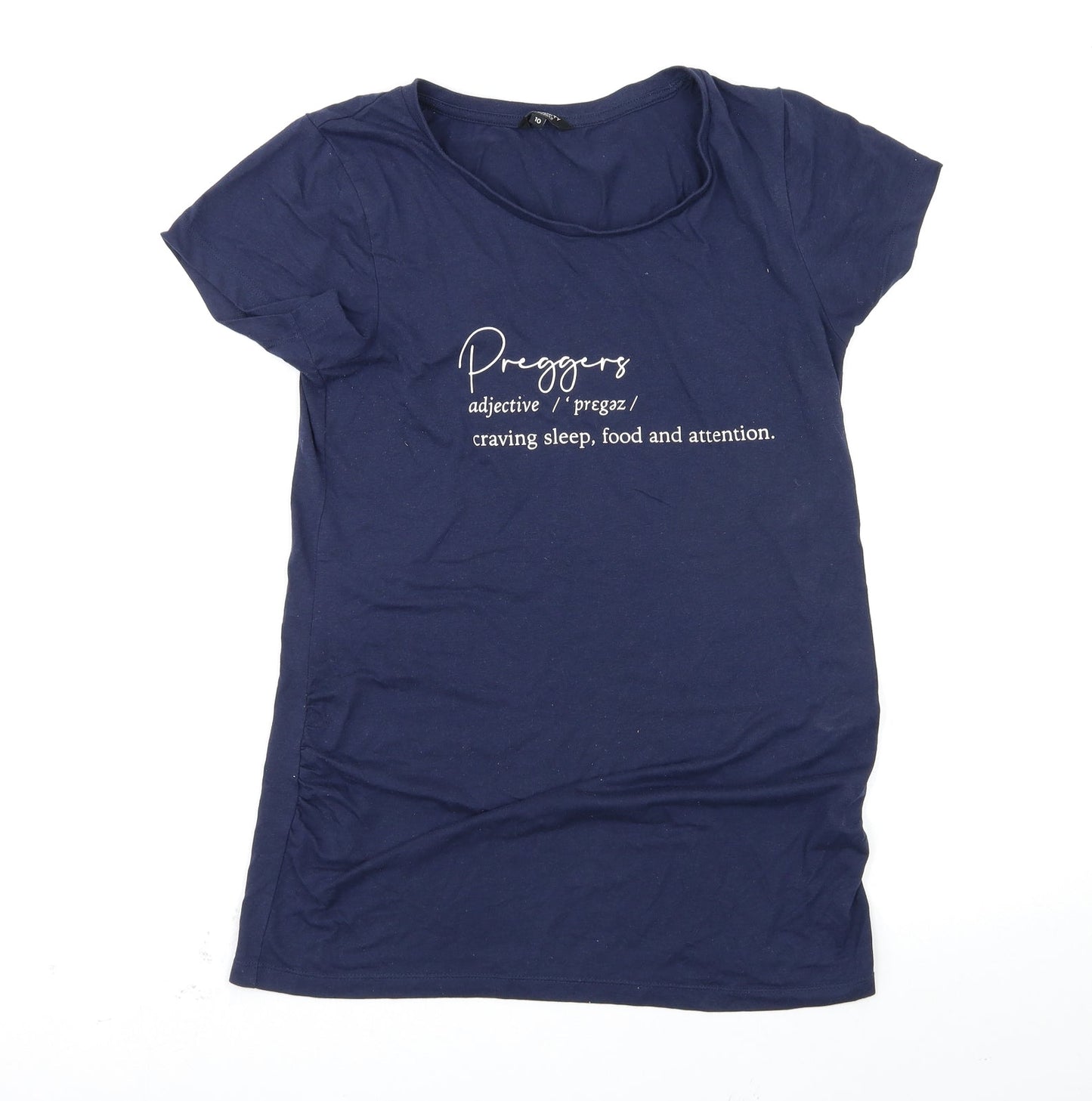 Womens UK Size 10 Peacocks Blue Basic T-Shirt