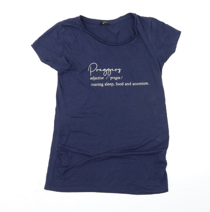 Womens UK Size 10 Peacocks Blue Basic T-Shirt
