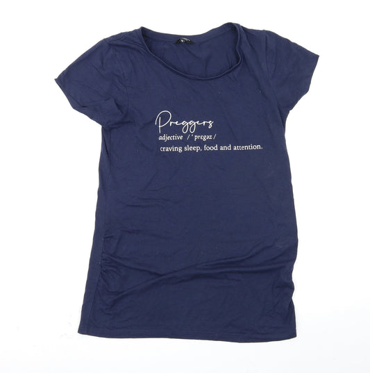 Womens UK Size 10 Peacocks Blue Basic T-Shirt