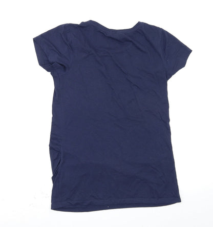 Womens UK Size 10 Peacocks Blue Basic T-Shirt