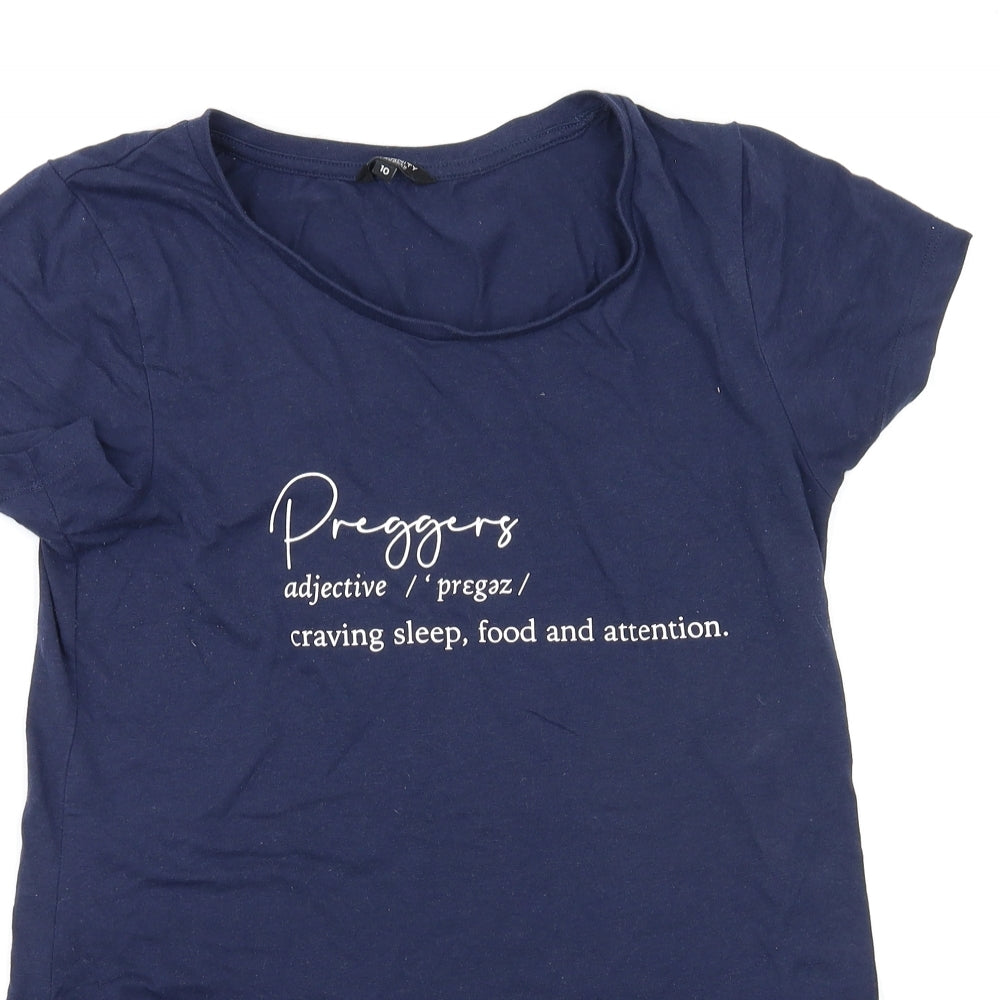 Womens UK Size 10 Peacocks Blue Basic T-Shirt