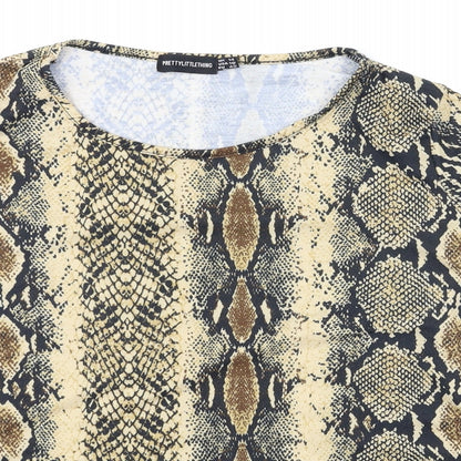 PRETTYLITTLETHING Womens Multicoloured Animal Print  Basic T-Shirt Size 14