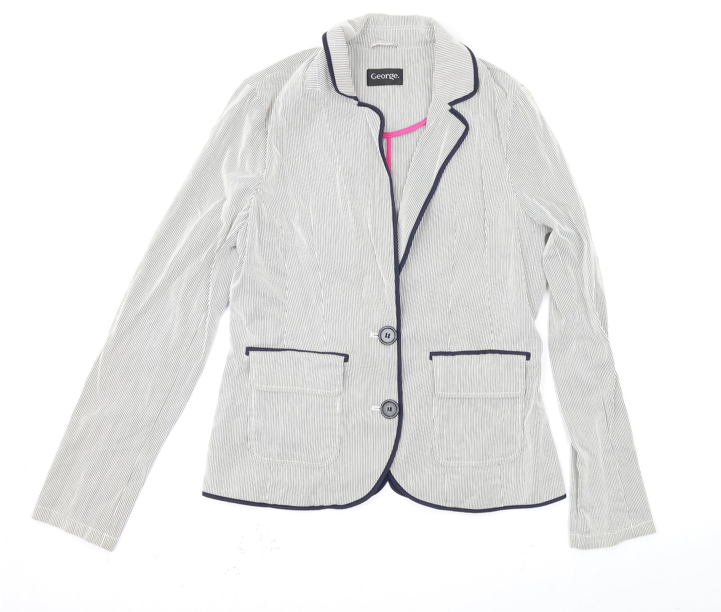 George Womens Grey Striped  Jacket  Size 10