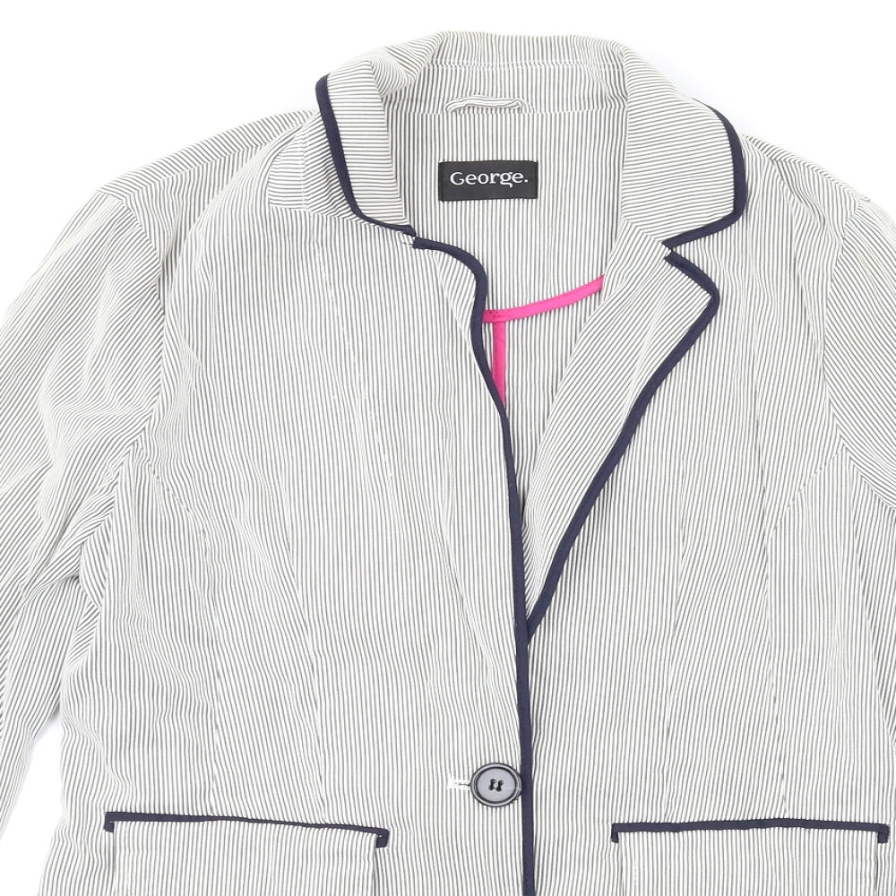 George Womens Grey Striped  Jacket  Size 10