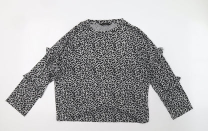 Dorothy Perkins Womens Grey Animal Print  Pullover Sweatshirt Size 16