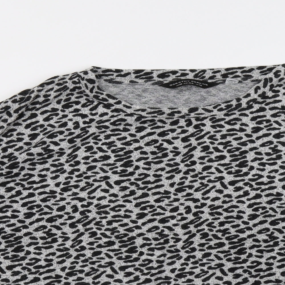 Dorothy Perkins Womens Grey Animal Print  Pullover Sweatshirt Size 16