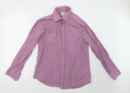 charles trywhit Mens Purple Check   Polo Size 16.5