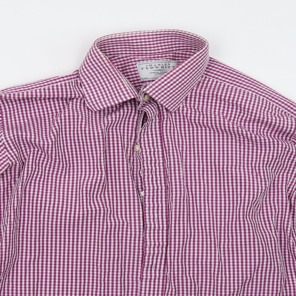 charles trywhit Mens Purple Check   Polo Size 16.5