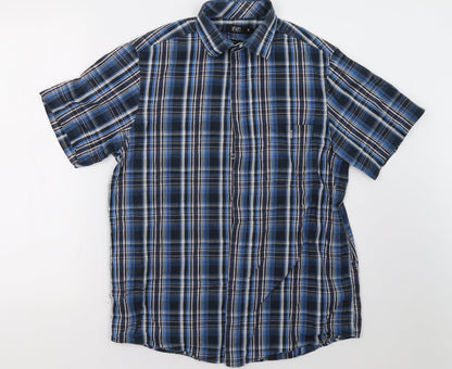 F&F Mens Blue Check   Polo Size S