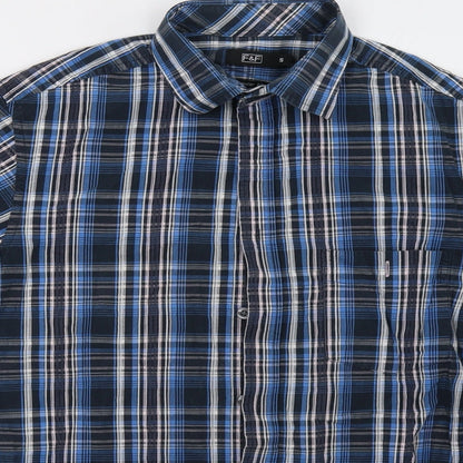 F&F Mens Blue Check   Polo Size S