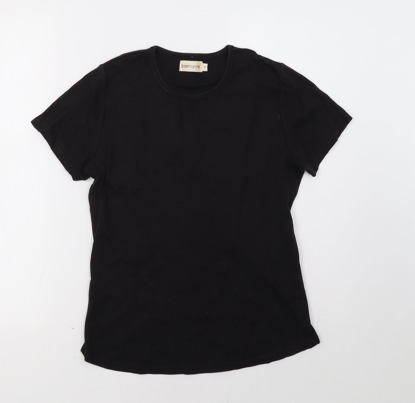 Womens UK Size S bonmarch Black Basic T-Shirt