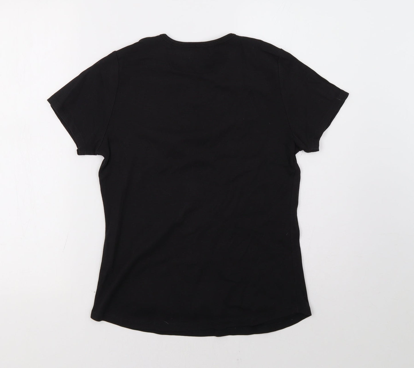 Womens UK Size S bonmarch Black Basic T-Shirt