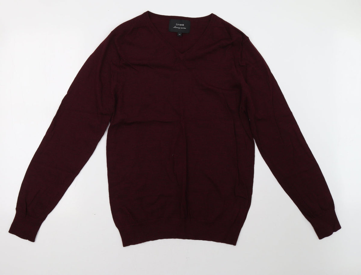 Additional front view of Linea men’s red pullover sweatshirt, size M