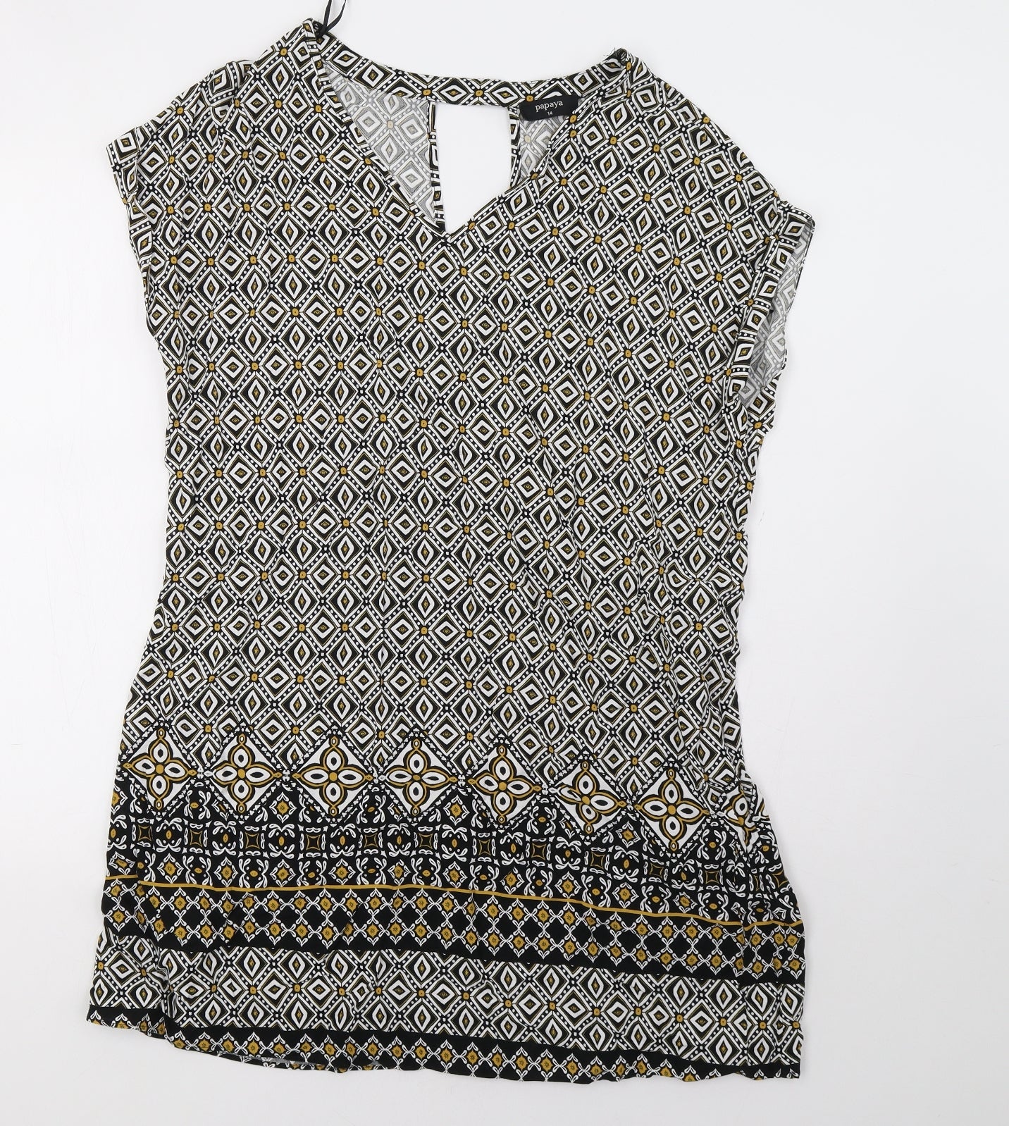 Matalan Womens Yellow Geometric  A-Line  Size 14