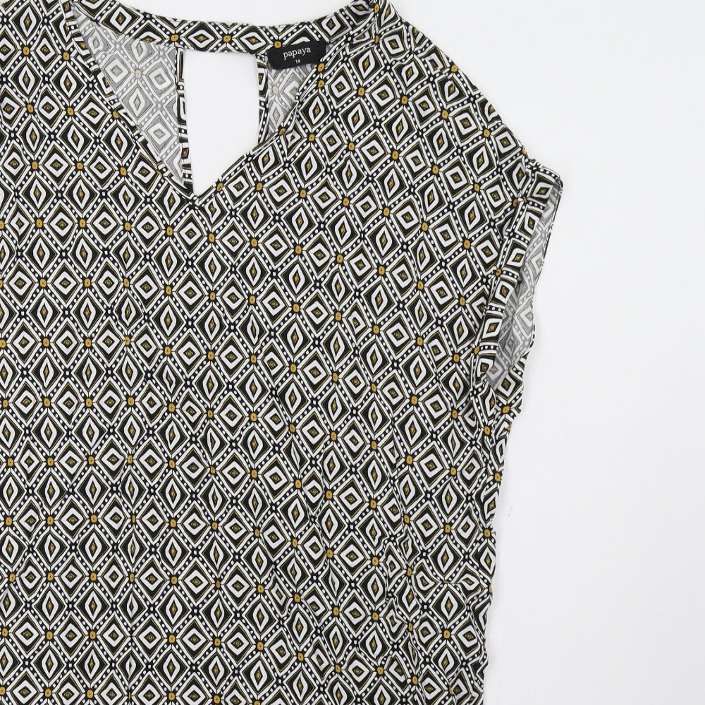 Matalan Womens Yellow Geometric  A-Line  Size 14