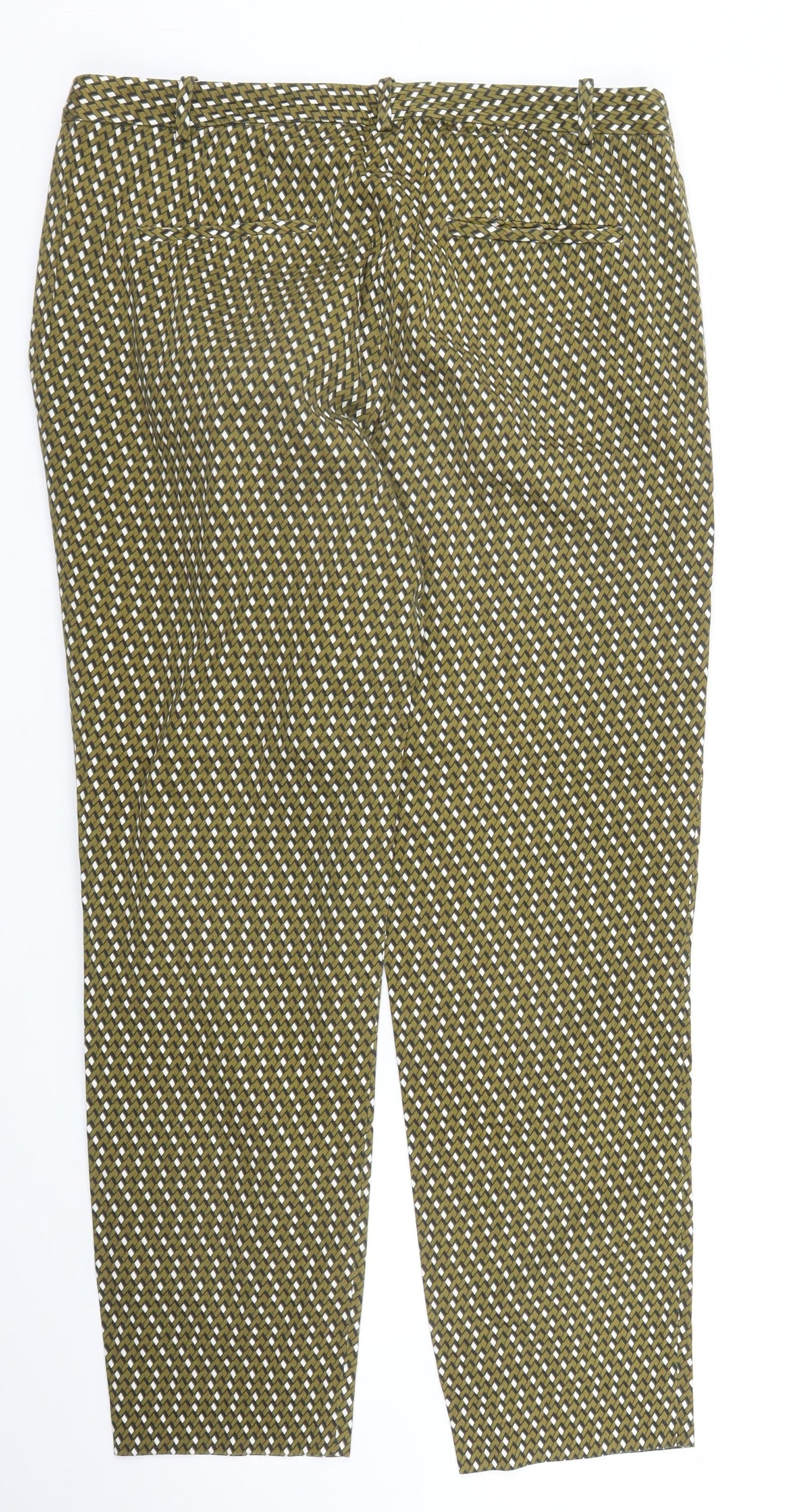 Womens UK Size 10 Zara Regular Fit Pedal Pusher Green Trousers
