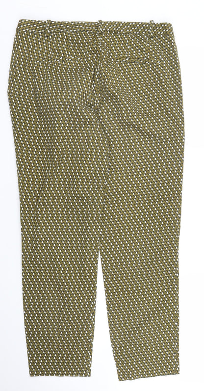 Womens UK Size 10 Zara Regular Fit Pedal Pusher Green Trousers