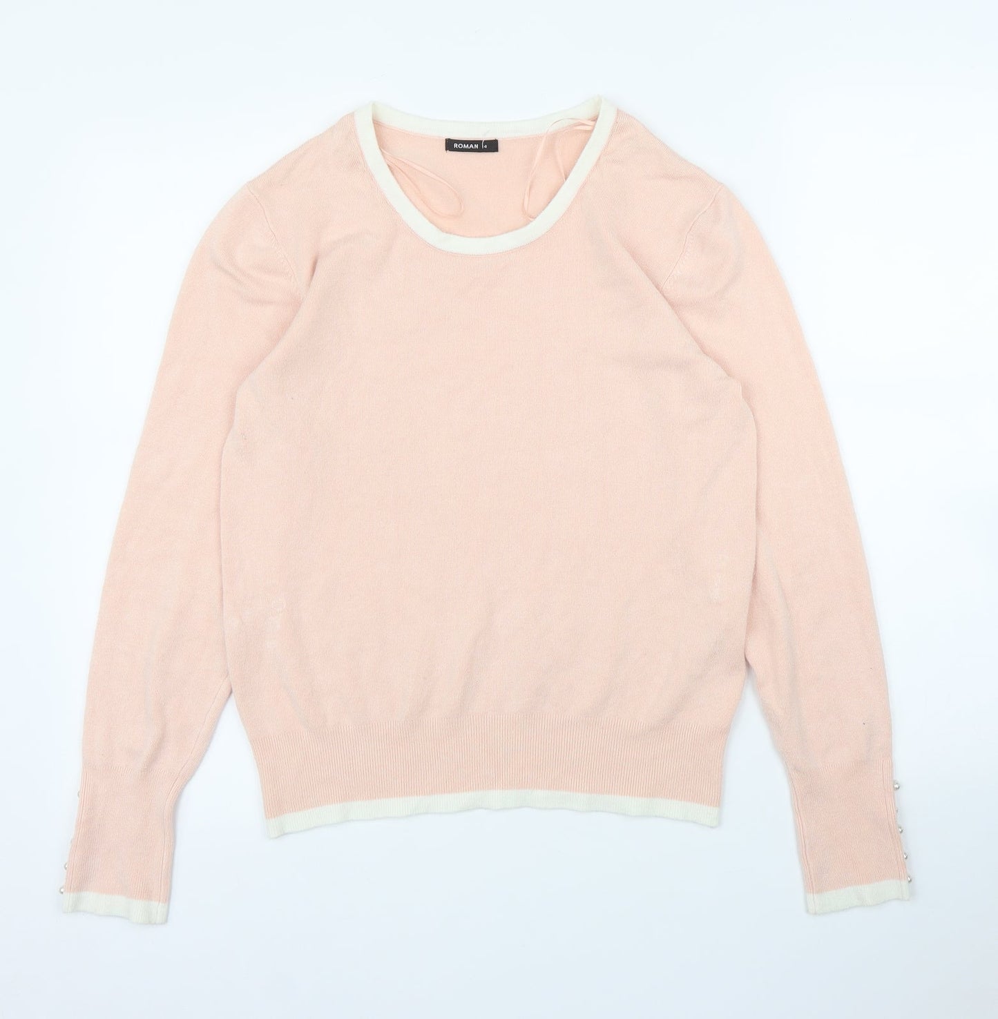 Womens UK Size 14 Roman Pink Pullover Jumper
