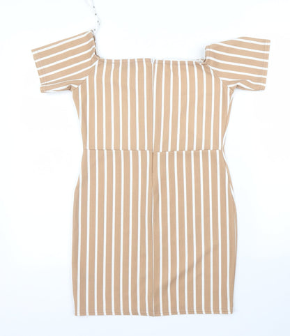 Missguided Womens Beige Striped  Sheath  Size 10