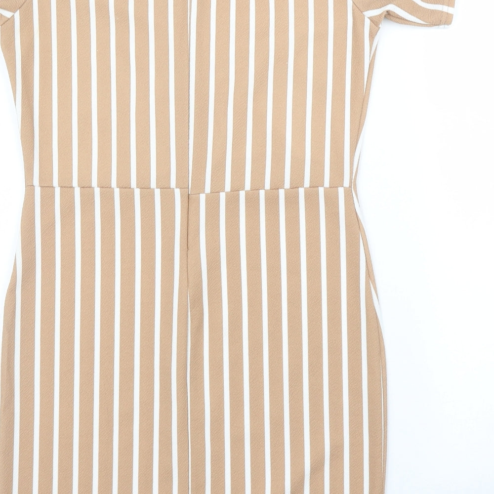 Missguided Womens Beige Striped  Sheath  Size 10