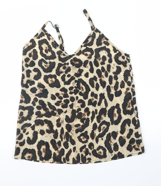 SheIn Womens Beige Animal Print  Camisole Blouse Size S  - Leopard print