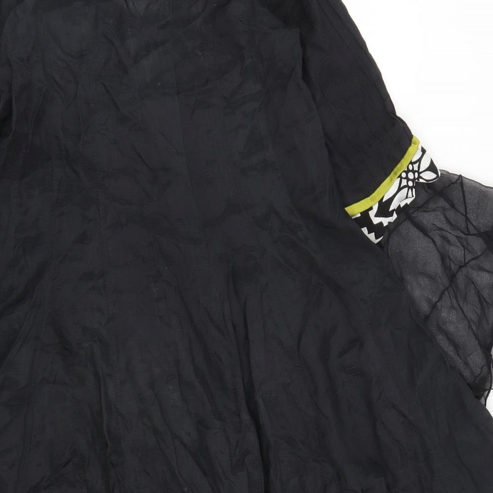 Cotton Ginny Womens Black Floral  A-Line  Size S  - Pearls