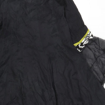 Cotton Ginny Womens Black Floral  A-Line  Size S  - Pearls