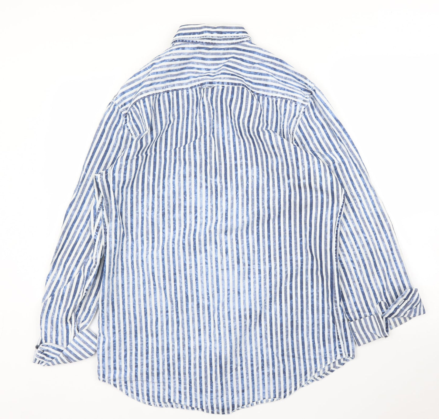 Zara Mens Blue Striped   Button-Up Size L