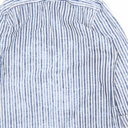 Zara Mens Blue Striped   Button-Up Size L