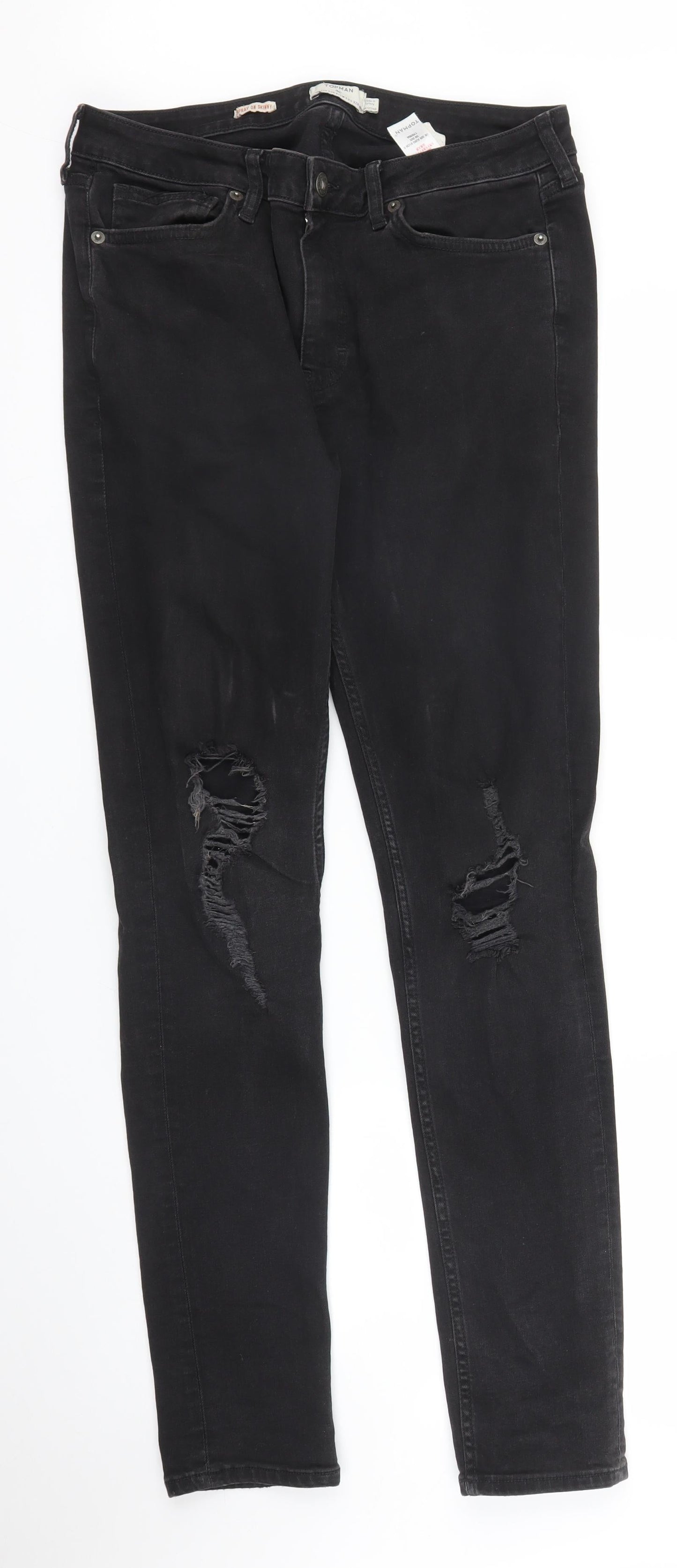 Mens UK Size 30 in Topman Regular Fit Skinny Black Jeans