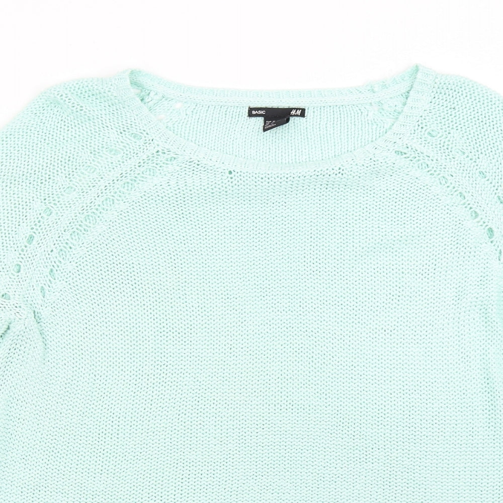 Womens UK Size M H&M Green Pullover Jumper