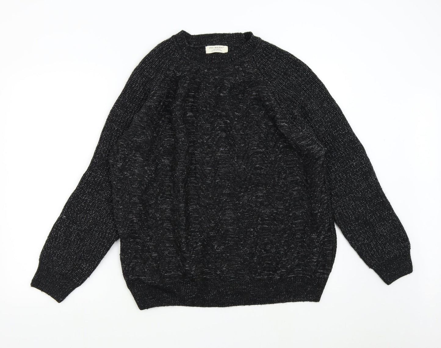 Primark Mens Black  Knit Pullover Jumper Size 2XL