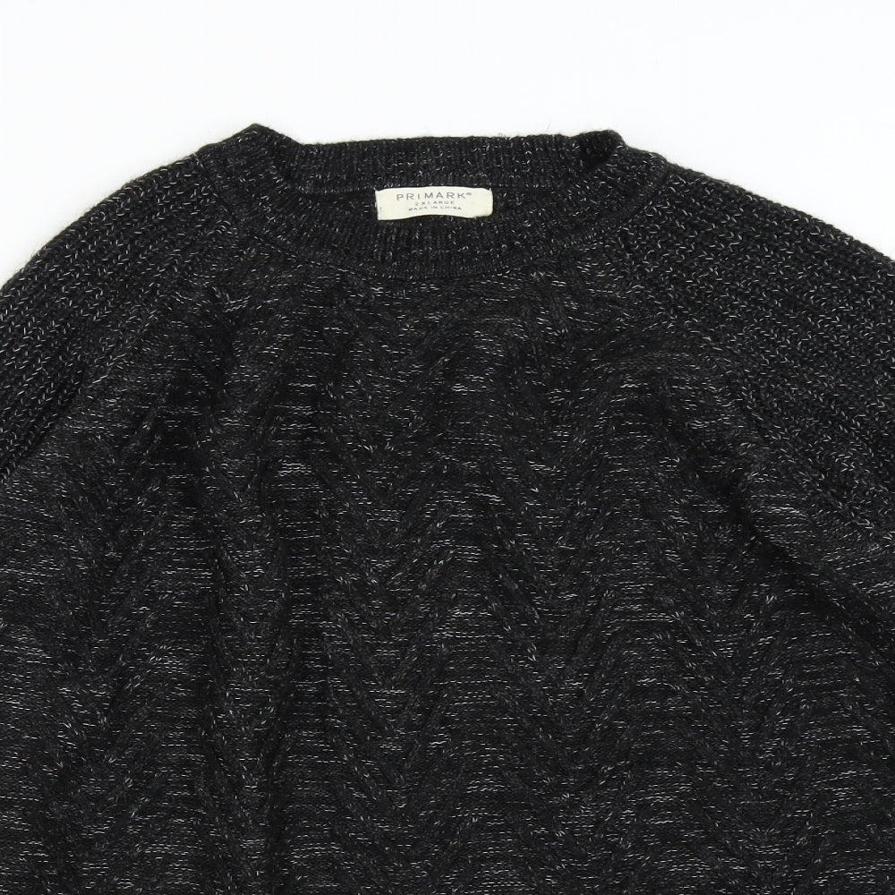 Primark Mens Black  Knit Pullover Jumper Size 2XL