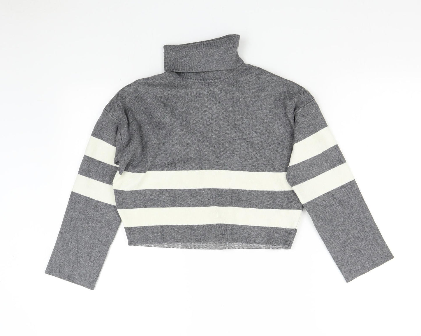 New Look 915 Girls Grey Striped  Pullover Sweatshirt Size 10-11 Years