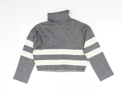 New Look 915 Girls Grey Striped  Pullover Sweatshirt Size 10-11 Years