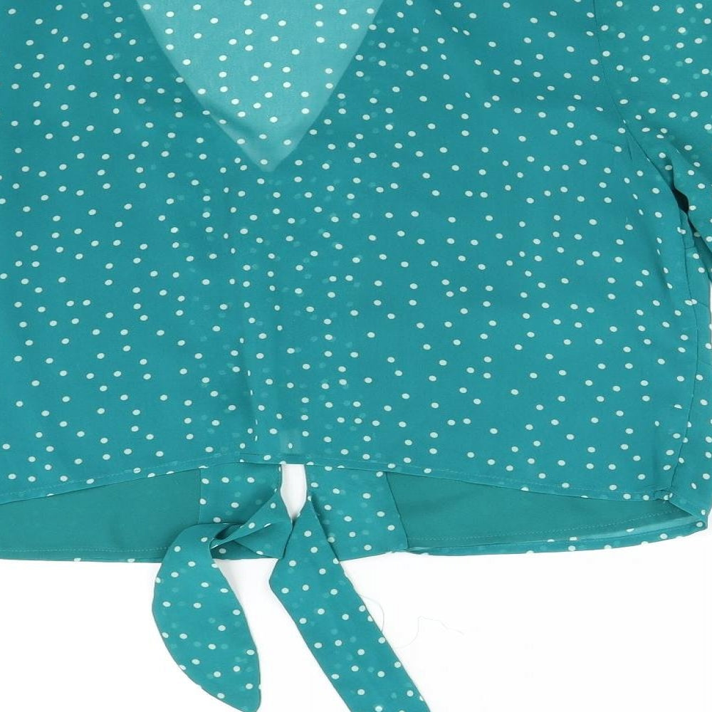 Bardót Womens Green Polka Dot  Basic Blouse Size 12