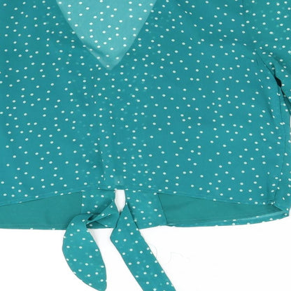 Bardót Womens Green Polka Dot  Basic Blouse Size 12