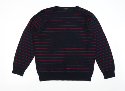 George Mens Blue Striped Knit Pullover Jumper Size XL
