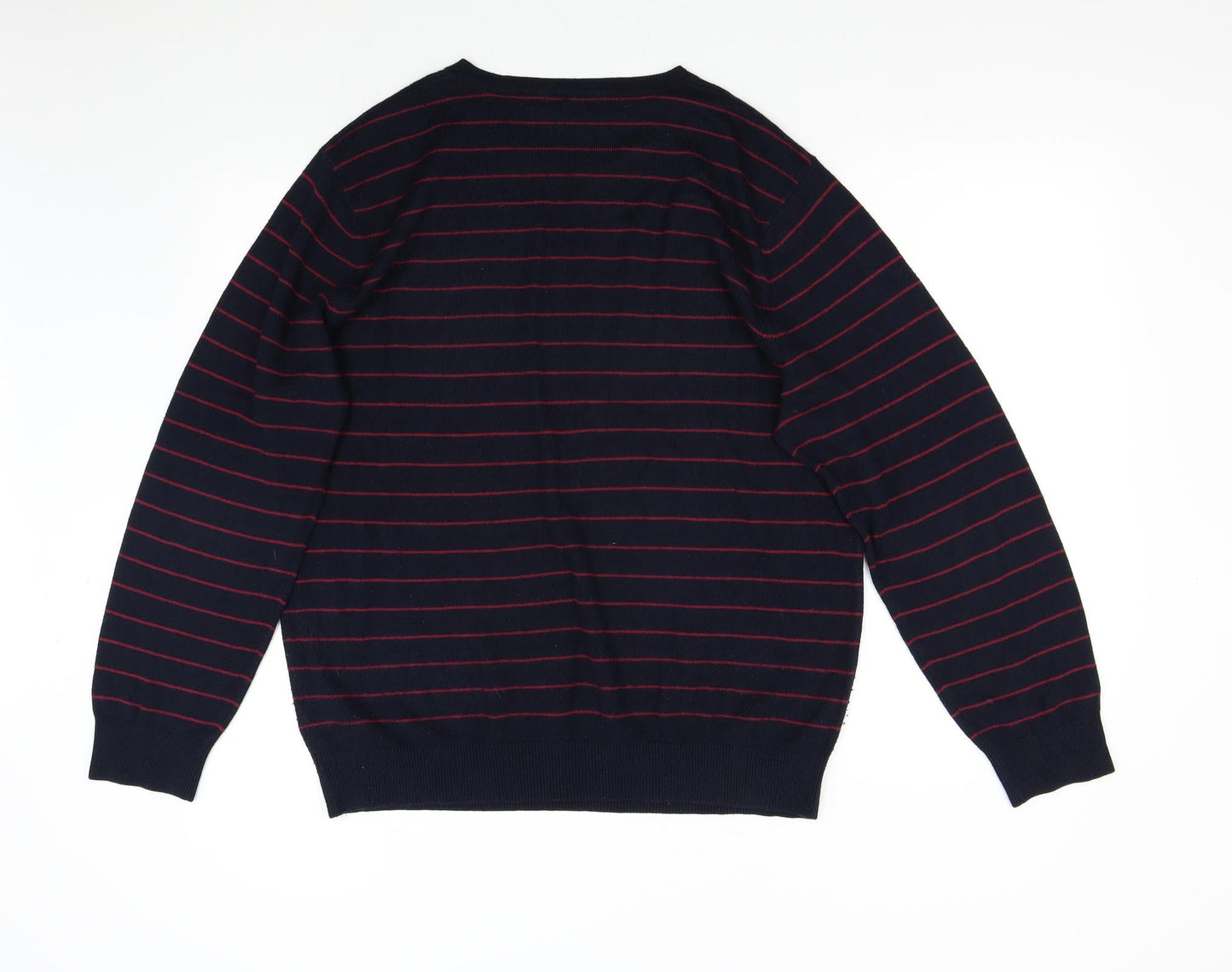 George Mens Blue Striped Knit Pullover Jumper Size XL