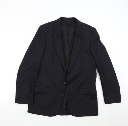 Burton Collection Mens Black Striped  Jacket Suit Jacket Size 38