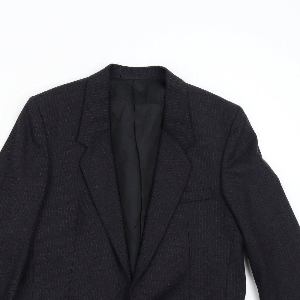 Burton Collection Mens Black Striped  Jacket Suit Jacket Size 38