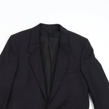 Burton Collection Mens Black Striped  Jacket Suit Jacket Size 38