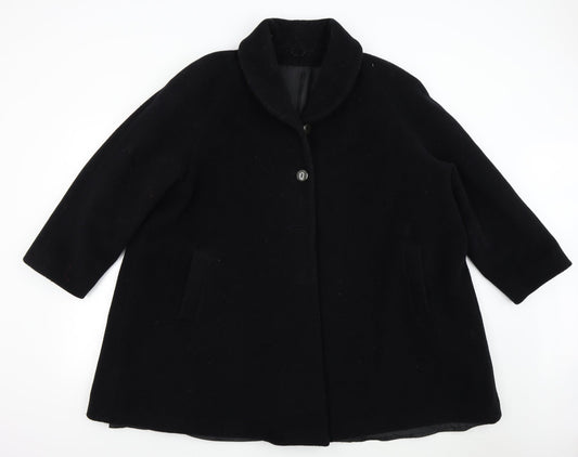 Classic Woman Womens Black   Overcoat Coat Size 16