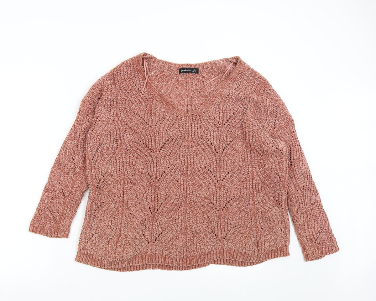 Additional front view of Stadivarius women’s orange knit jumper, size S