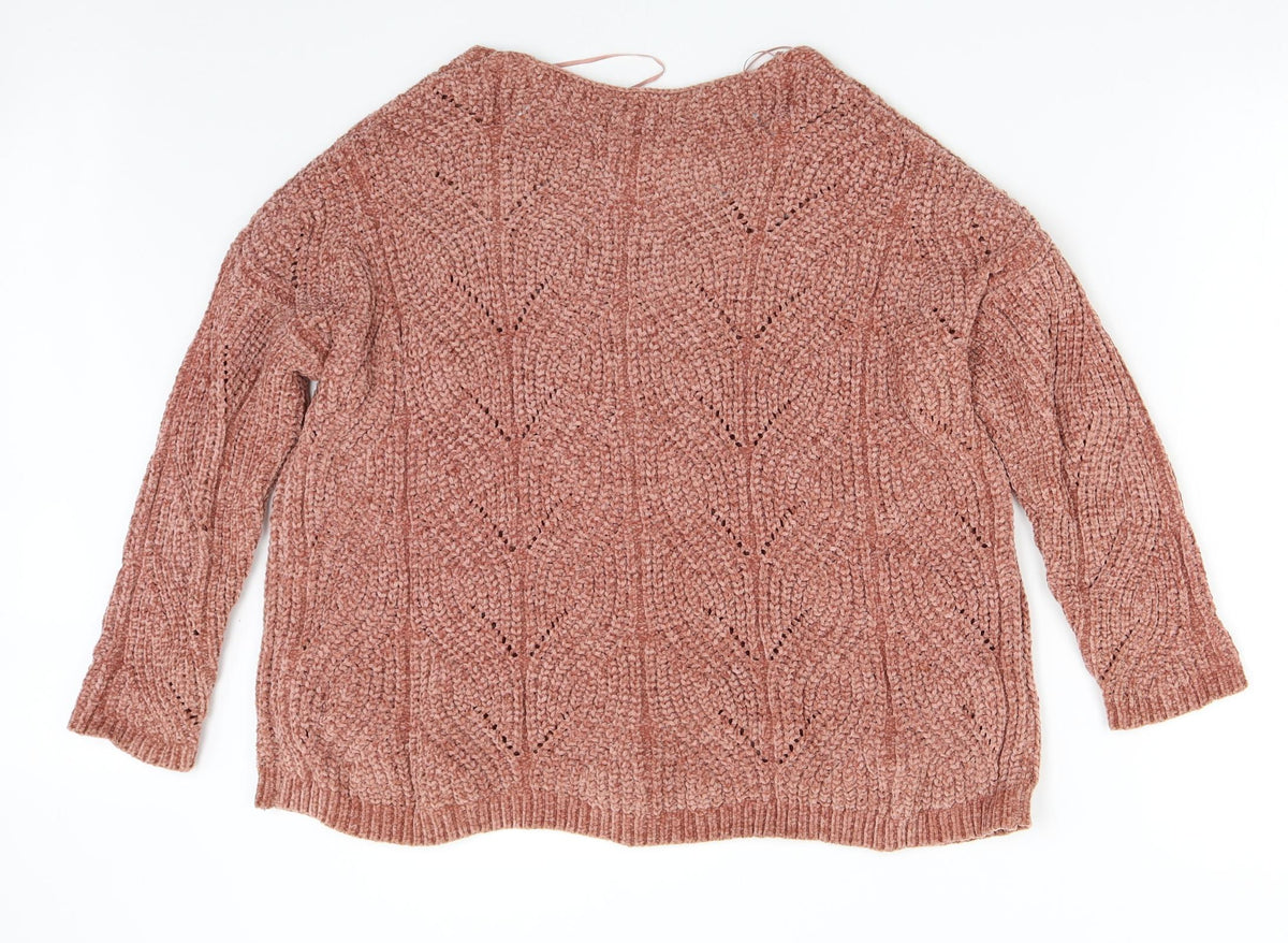 Back view of Stadivarius women’s orange knit jumper, size S