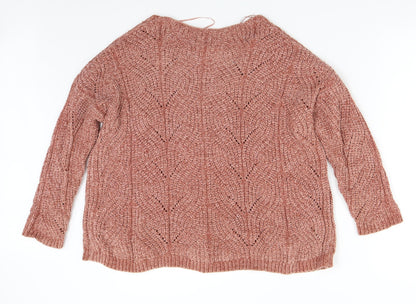 Back view of Stadivarius women’s orange knit jumper, size S
